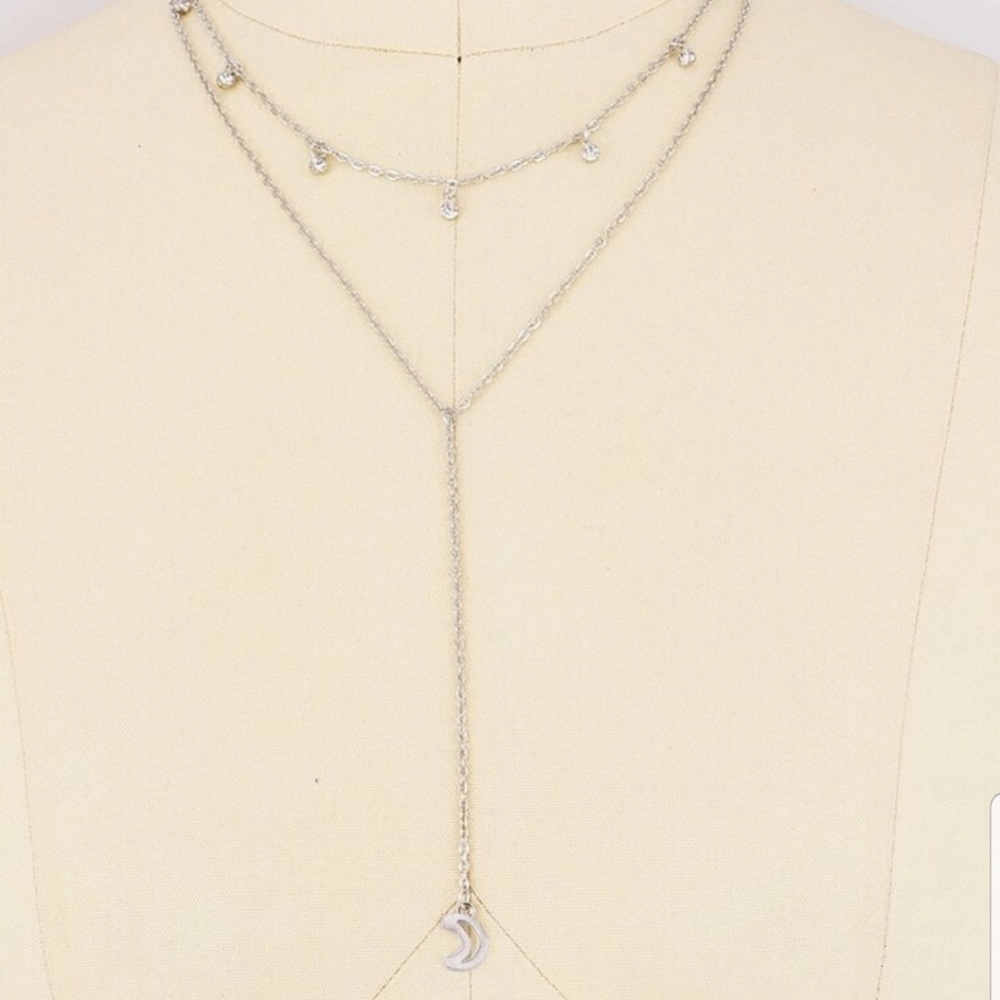 *Lucy* Silver Layered Necklace - Picture 6 of 7